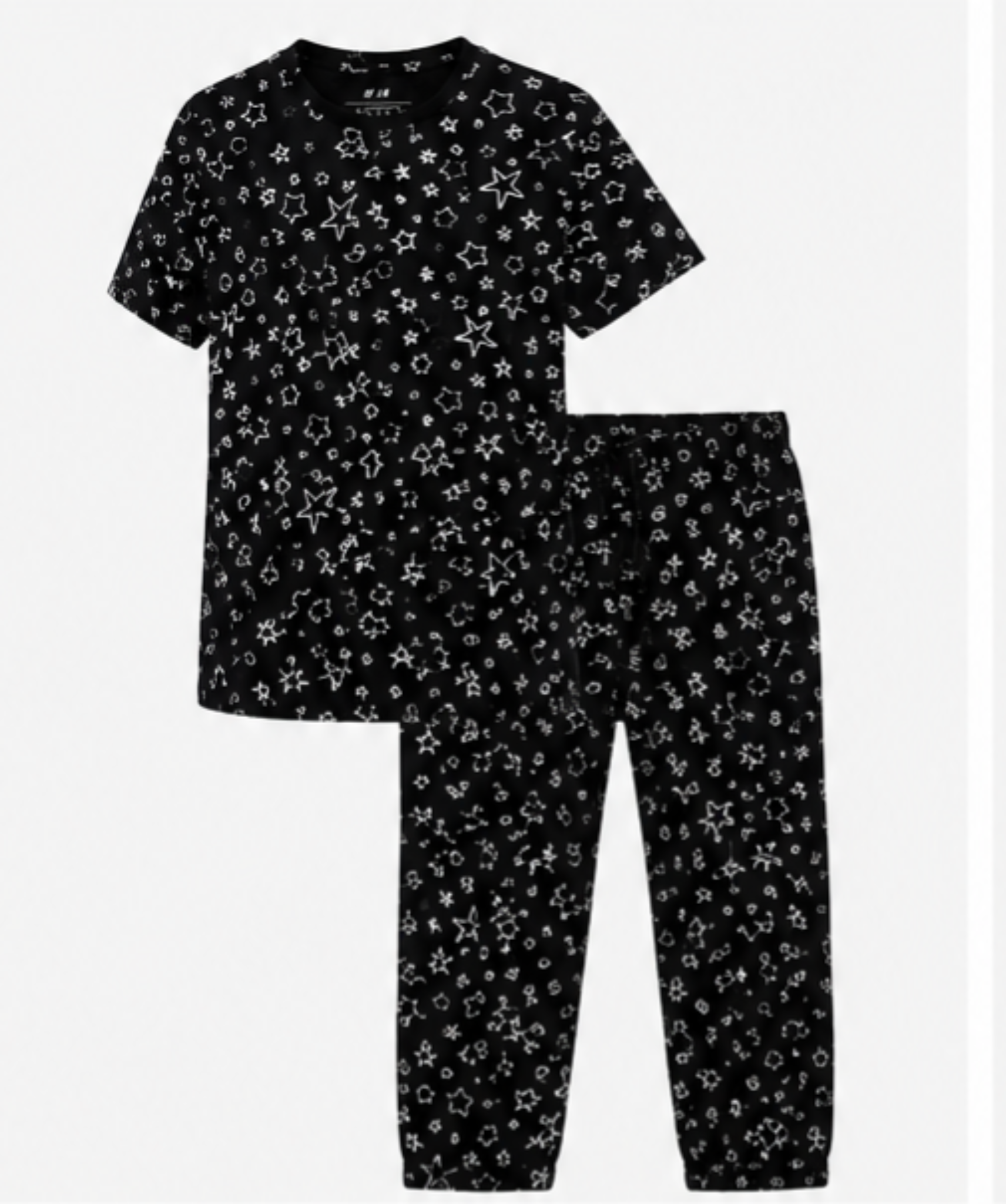 ست تیشرت و شلوار کاپری دخترانه برند H&M مدل star خنک و لطیف