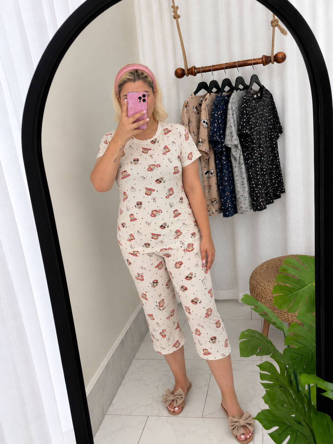 ست تیشرت و شلوار کاپری دخترانه برند H&M مدل کیتی لطیف و خنک